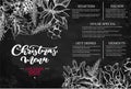 Christmas menu. Chalkboard restaurant and cafe template. Vector hand drawn illustration Royalty Free Stock Photo