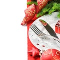 Christmas menu concept isolated over white Royalty Free Stock Photo