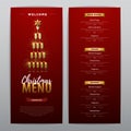 Christmas menu design with golden champagne glasses. Restaurant menu.