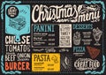 Christmas menu for restaurant and cafe on a blackboard. Royalty Free Stock Photo