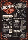 Christmas menu for restaurant and cafe on a blackboard Royalty Free Stock Photo