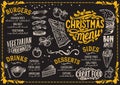 Christmas menu for restaurant and cafe on a blackboard Royalty Free Stock Photo