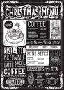 Christmas menu template for coffee shop on blackboard. Royalty Free Stock Photo