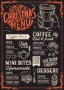 Christmas menu template for coffee shop on blackboard. Royalty Free Stock Photo