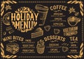 Christmas menu template for coffee shop on blackboard Royalty Free Stock Photo