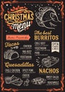 Christmas menu template for mexican restaurant. Royalty Free Stock Photo