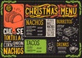 Christmas menu template for mexican restaurant. Royalty Free Stock Photo