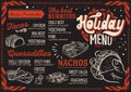 Christmas menu template for mexican restaurant Royalty Free Stock Photo