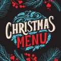 Christmas menu template for restaurant and cafe on a blackboard background vector illustration brochure for xmas dinner Royalty Free Stock Photo