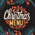 Christmas menu template for restaurant and cafe on a blackboard Royalty Free Stock Photo