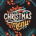 Christmas menu template for restaurant and cafe on a blackboard Royalty Free Stock Photo