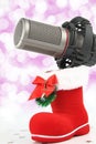 Christmas microphone Royalty Free Stock Photo