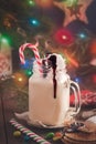 Christmas milk drink with marshmallows