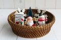 Christmas miniature model decoration on basket