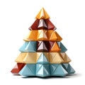 Christmas minimal abstract geometric 3D Christmas tree, white background