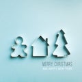 Christmas minimal blue background.