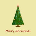 Christmas minimalist greeting card with Christmas tree and caption.