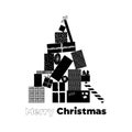 Christmas minimalistic card 2023, monochrome gifts