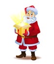 Christmas miracle - Santa Claus holding a box with a magic