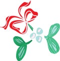 A christmas mistletoe vector with red robbon bow Royalty Free Stock Photo