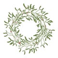 Christmas mistletoe wreath vector illustration