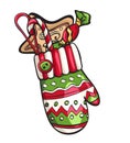 Christmas mitten with gifts for design