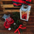 Christmas Mittens and Lantern