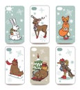 Christmas.Mobile phone cover back set.Winter Royalty Free Stock Photo