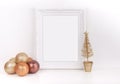 Christmas mockup styled stock photography with white frame