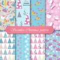 Christmas modern pattern set. New Year holiday