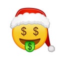 Christmas money-mouth face Large size of yellow emoji smile