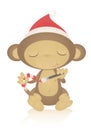 Christmas monkey painting her tale Royalty Free Stock Photo