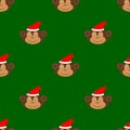 Christmas monkey seamless pattern background