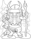 Christmas monster krampus, coloring book, funny illustration
