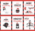 Christmas monsters greeting cards templates Royalty Free Stock Photo