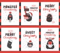 Christmas monsters greeting cards templates Royalty Free Stock Photo