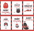 Christmas monsters greeting cards templates