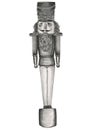 Hand drawn pencil black and white illustration of nutcracker standing up straight