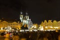 Christmas Mood on the night Old Town Square, Prague, Czech Republic Royalty Free Stock Photo