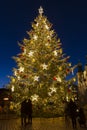 Holiday Christmas Mood on the night Old Town Square, Prague, Czech Republic Royalty Free Stock Photo