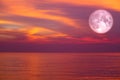 christmas moon ,long night moon back cloud over sea in evening Royalty Free Stock Photo