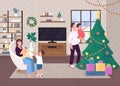Christmas morning flat color vector illustration