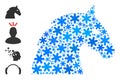 Christmas Mosaic Horse Head Icon of Snow Flakes Royalty Free Stock Photo
