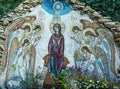 Christmas mosaic icon of Virgin Mary with angels in Orthodox Christian monastery in Odessa, Ukraine Royalty Free Stock Photo