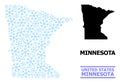 Christmas Mosaic Map of Minnesota State with Snowflakes