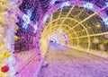 Christmas in Moscow. Light tunnel on Tverskoy Boulevard Royalty Free Stock Photo