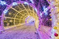 Christmas in Moscow. Light tunnel on Tverskoy Boulevard Royalty Free Stock Photo