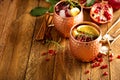 Christmas Moscow mule with pomegranate and orange