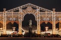 Christmas in Moscow. Tverskaya Square in Moscow. The inscription on the monument in Russian: the founder of Moscow, Yuri