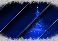 Christmas Motif with an Abstract Christmas Tree on a Layered Blue Background